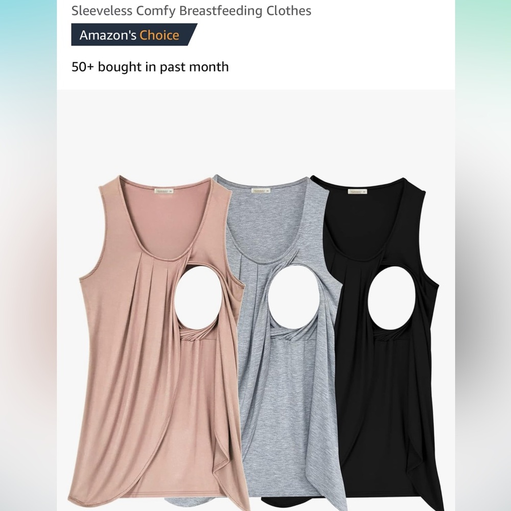 Set of 3 Maternity Nursing Tanks Sleeveless Comfy Breastfeeding, Size Large